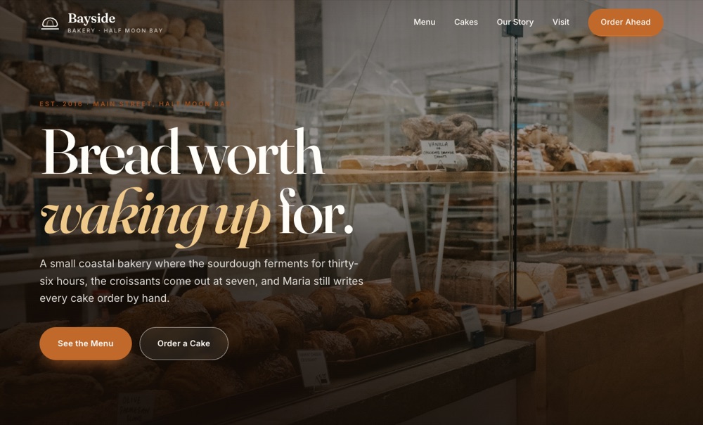 Bayside Bakery website